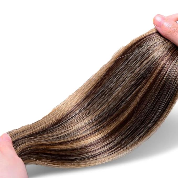 28 Inch Freiuoke Hair P4/27 Bundles Honey Blonde Straight Human Hair Bundles 8A Grade Brazilian Unprocessed Virgin Hair 1 Bundle Two Tone Highlight Brown Straight Bundles Hair Extensions