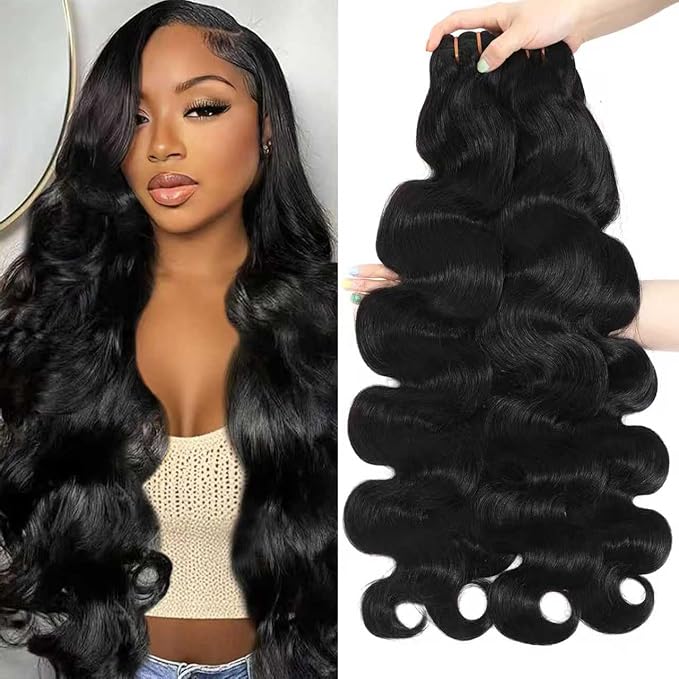 16A Raw Body Wave Bundles Human Hair 100% Human Hair Bundles,Triple Lifespan Virgin Remy Hair Extensions,Keep Texture Silky Soft After Multiple Washes (Body Wave 4 Bundles, 18 20 22 24 Inch)