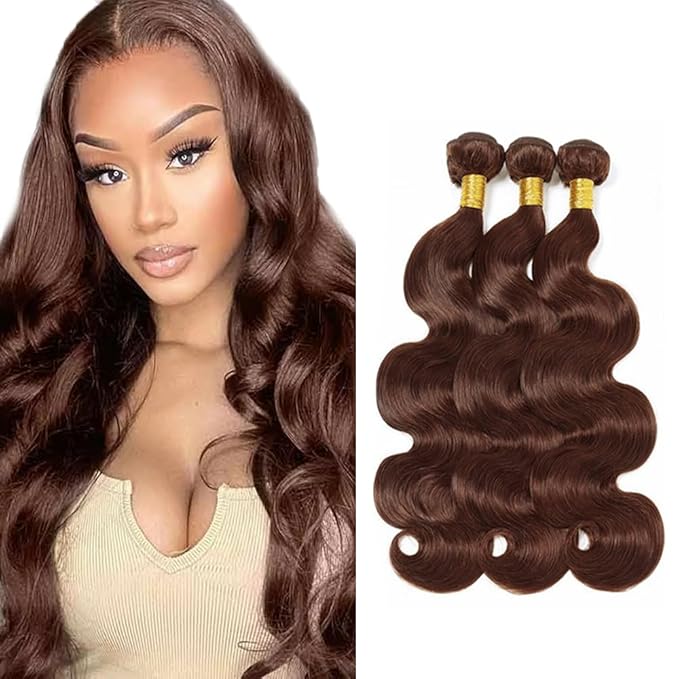 26 26 26 inch #4 Bundles Dark Brown Human Hair Bundles Brown Body Wave Bundle Color 4 Human Hair Bundle