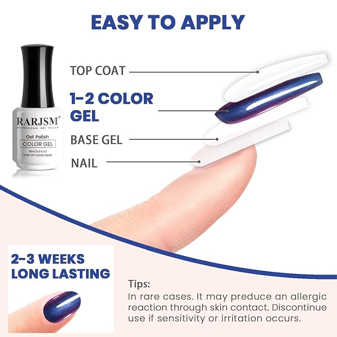 RARJSM Chrome Chameleon Gel Nail Polish Dark Purple to Red Multichrome Color Changing Holographic Glitter Gel Polish Curing Requires Sparkle Shimmer Nail Gel Varnish Soak Off DIY at Home Salon 15ml