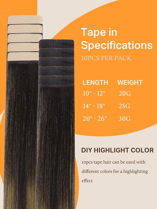 DOORES Hair Extensions Real Human Hair, Balayage Dark Brown to Chestnut Brown and Dirty Blonde 18 Inch 25g 10pcs, Tape in Remy Skin Weft Hair Extensions