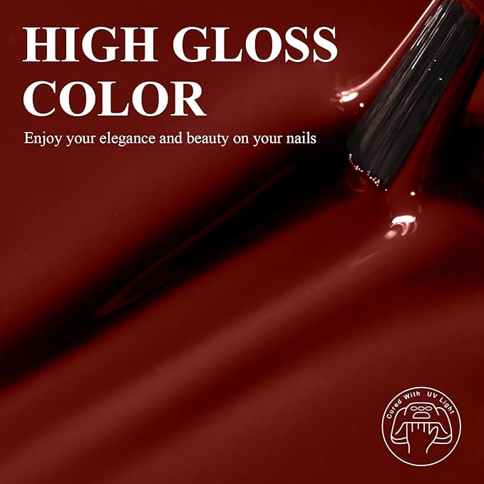 Imtiti Dark Auburn Gel Polish, 1Pcs Red Brown Soak Off UV LED Burgundy Gel Nail Polish for Fall and Winter (0.34 Fl Oz-1918)