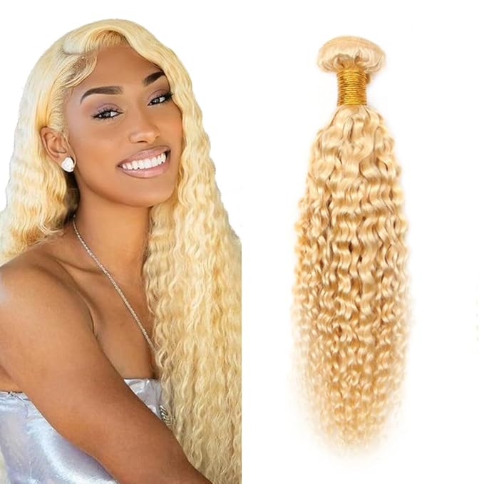 Blonde Hair Bundles 613 Curly Bundles 14 Inch Brazilian Unprocessed Virgin Hair 1 Bundle Blonde Curly Wave Bundle Hair Extensions