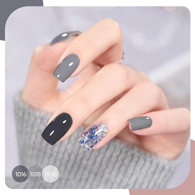 GAOY Gel Nail Polish Set of 6 Colors Including Pink Nude Gray Gel Polish Kit UV LED Soak Off Home DIY Manicure Nail Salon Varnish