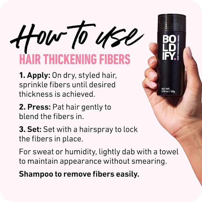 BOLDIFY Hair Fibers (56g) - Fill In Thinning and Fine Hair for an Instantly Fuller, Thicker Look - 14 Shades for Women & Men - Black