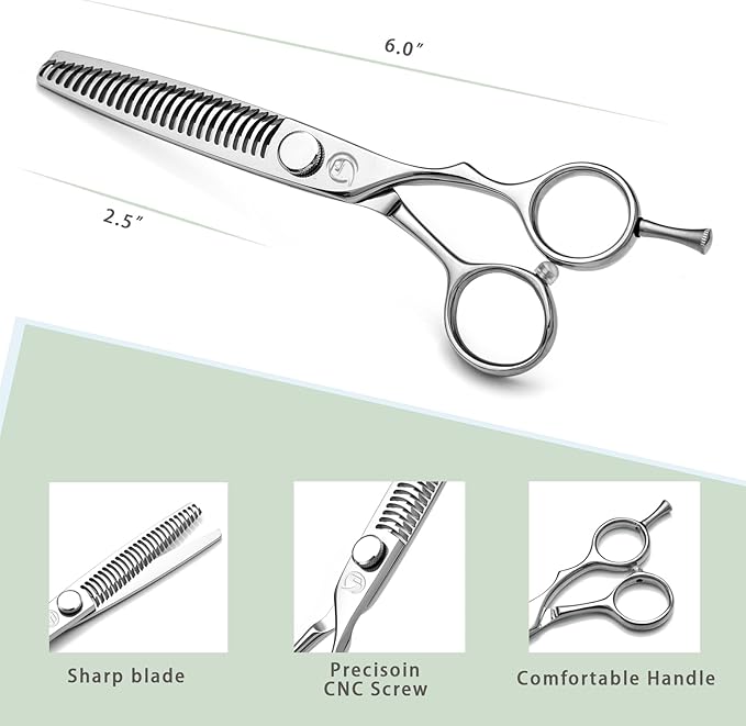 Thinning Shears for Hair Cutting 6",Professional Hair Thinning Scissors 26 Teeth Texturizing Shears with 440C Steel, Sharp Layering Scissor for Salon/Home Use
