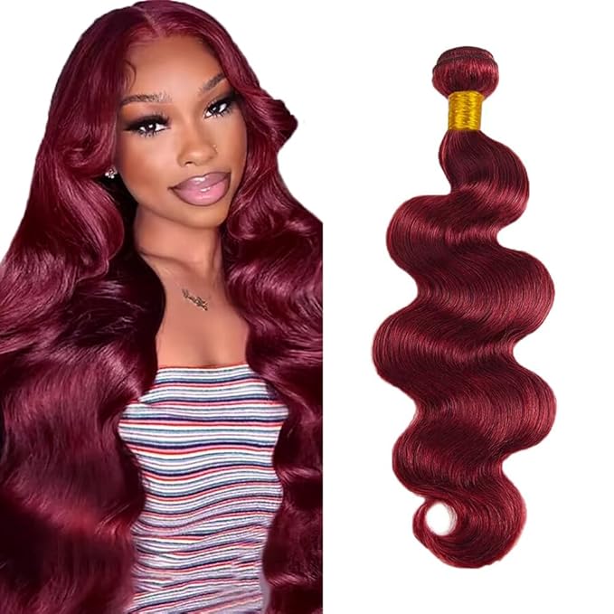 Red Human Hair Bundles Dark Burgundy Body Wave Bundles 99j Human Hair Bundle 18 inch Burgundy Bundle