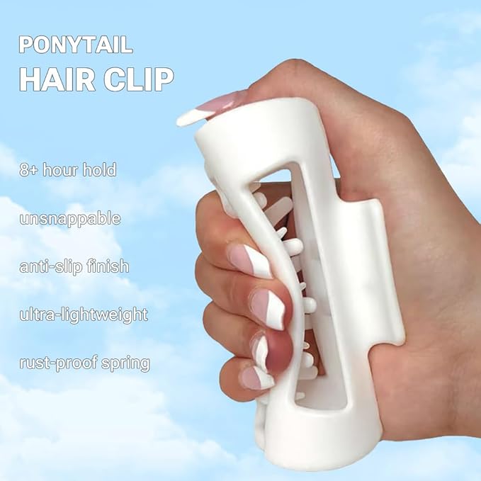 Silicone Hair Clips, Cloud Hair Pins for Women, 3.9 inch Soft Hair Claw Clip for Thick/Fine/Thin/Curly Hairstyle, White 1 Pack