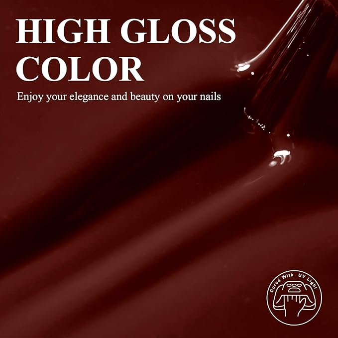 Imtiti Brown Gel Nail Polish, 1Pcs Maroon Chestnut Brown Gel Polish for Autumn and Winter DIY at Home(0.34 Fl Oz-1917)