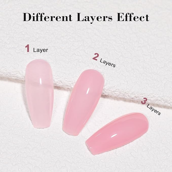 RARJSM Nude Gel Nail Polish Pale Purple Pink Sheer Neutral Skin Tone Color Ice Jelly Pink Gel Polish Transparent Nail GelPolish Soak off UV LED Cured for Home Salon DIY Manicure 15ml Single Bottle