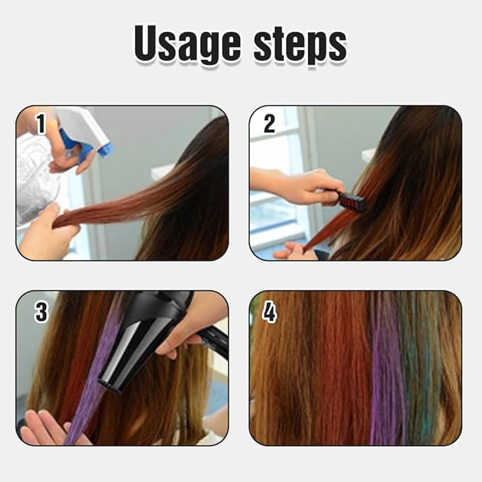 Festive Fun Hair Chalk Combs, 12 Colors Instant Washable Hair Color Comb for Girls Women, Temporary Hair Color Dye for Hair DIY Party Christmas Birthday Gifts (8 colors)