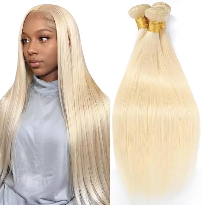 Blonde Bundles 613 Straight Bundles Human Hair Unprocessed Virgin Hair 3 Bundles 16 16 16 Inch Blonde Straight Bundle Hair Extensions
