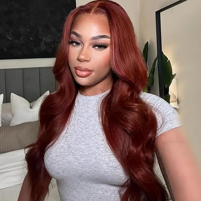 Reddish Brown Human Hair Wig Body Wave 13x6 Lace Front Wigs Human Hair Wigs For Black Women 18 Inch