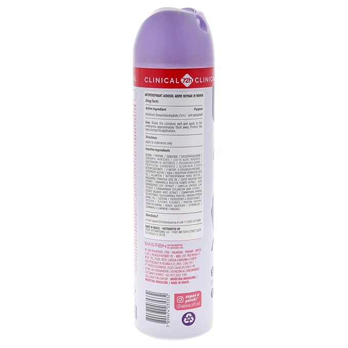 ABOVE 72 Hours Derma Clinical Antiperspirant Deodorant, Neymar Jr Women, 3.17 oz - Deodorant for Men - Mandarin, Cocoa, and Vanilla Notes - Dry Spray
