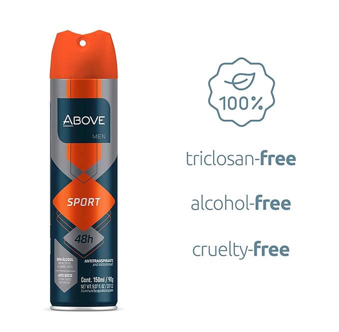ABOVE 48 Hours Antiperspirant Deodorant, Sport, 3.17 oz - Dry Spray Deodorant for Men - Floral Scent - Antiperspirant Spray - No Stain - Cruelty-Free