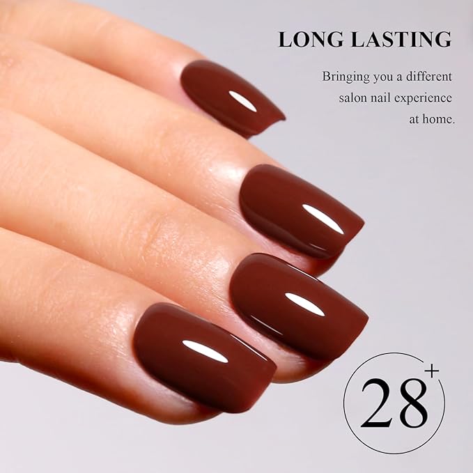 Imtiti Dark Auburn Gel Polish, 1Pcs Red Brown Soak Off UV LED Burgundy Gel Nail Polish for Fall and Winter (0.34 Fl Oz-1918)
