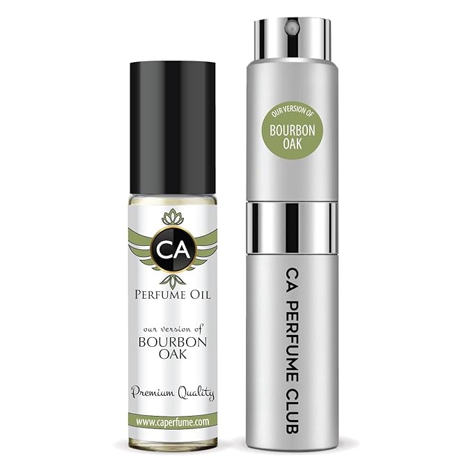 CA Perfume Duo Impression of Bourbon Oak For Men Perfume Layering Set Mens Cologne Long Lasting Travel Size EDP + Body Oil Roll-On Bottle 0.27 Fl Oz+0.33 Fl Oz