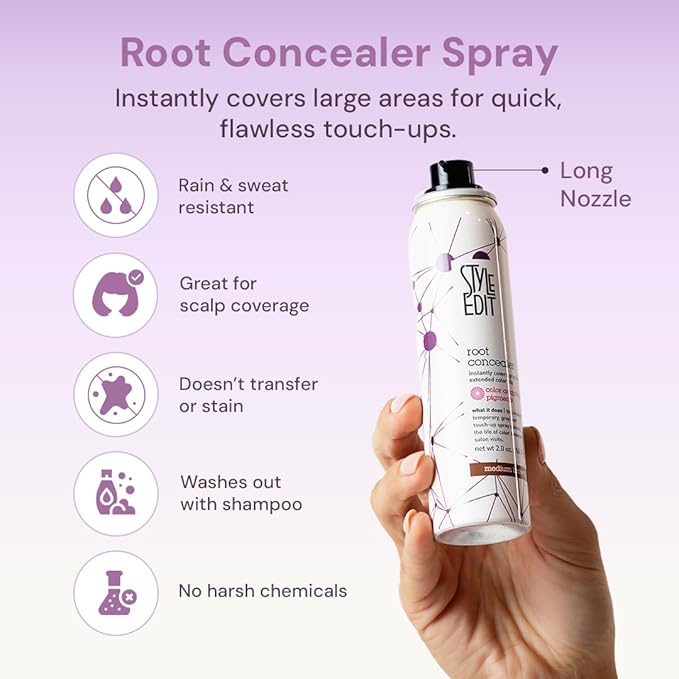Style Edit Root Concealer Touch Up Spray | Instantly Covers Grey Roots | Professional Salon Quality Cover Up Hair Products for Women |Dark Brown 2 Ounce (Pack of 1)