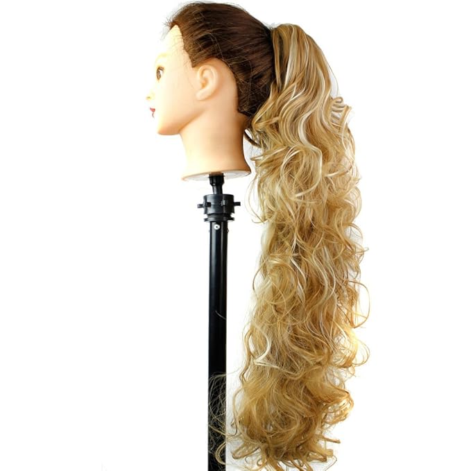 S-ssoy 31"(78cm) Women's Curly Pony Tail Hair Piece Synthetic Claw Clip Ponytail Wavy Long Curled in Hair Extension Extensions Long/Voluminous Wig Hairpieces for Women Girls Lady, P27-613#