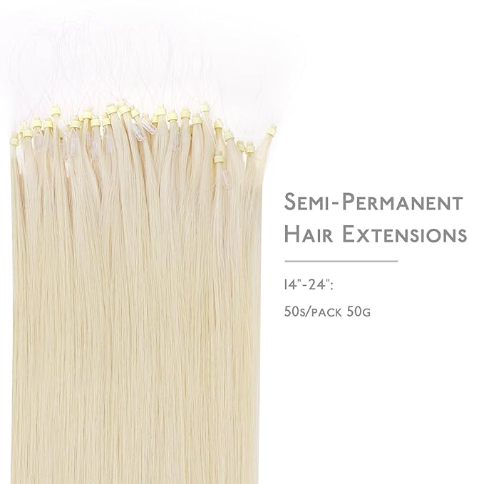 WENNALIFE Microlink Hair Extensions Human Hair, 50g 50s 22 Inch Platinum Blonde Remy Micro Bead Hair Extensions Real Human Hair Micro Link Micro Loop Micro Ring Hair Extensions Straight Microlinks