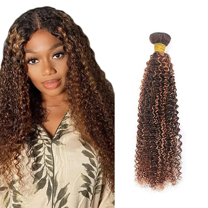 Highlight Human Hair Bundle 4/30 Kinky Curly Bundles Human Hair Brazilian Virgin Hair 1 Bundle 24 Inch Color 30 Bundles Hair Extensions