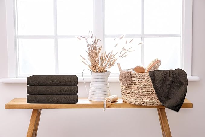 Premium Hand Towels Pack of 6 (16" x 30”) 100% Combed Ring Spun Cotton | Highly Absorbent Hand Towels Set | Ultra Soft for Home, Gym & Spa (Dark Brown)