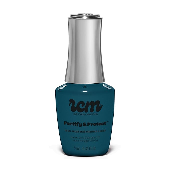 RC Red Carpet Manicure Fortify & Protect Teal Crème Gel Polish for Strong, Healthy Nails - Infused with Vitamin A & Biotin - (A-List Attitude) Led Nail Gel Color, 0.3 Fl Oz