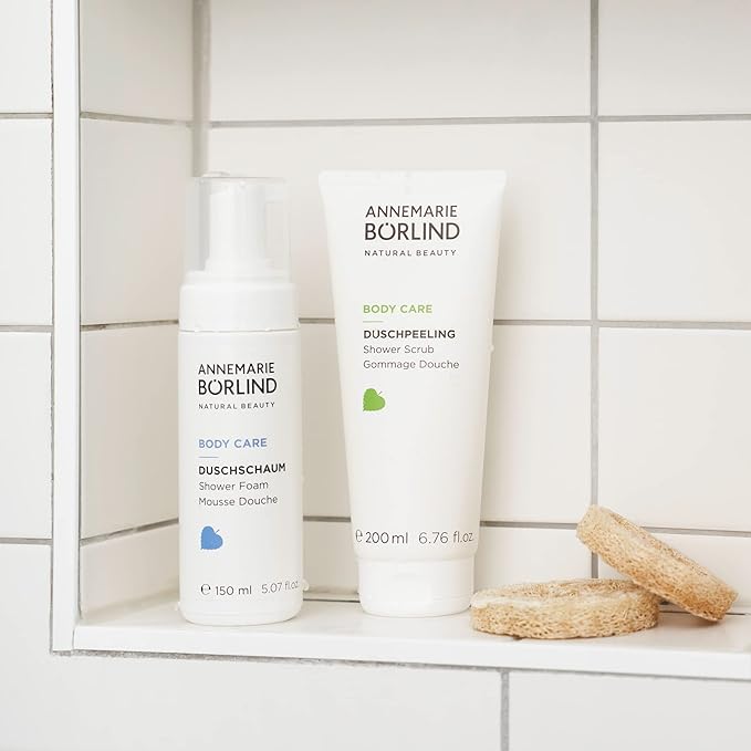 ANNEMARIE BÖRLIND - BODY CARE Shower Scrub, smoothing, regulating & nourishing skin care, with organic bamboo extract & Aloe Vera, vegan, 6.76 Fl. Oz.