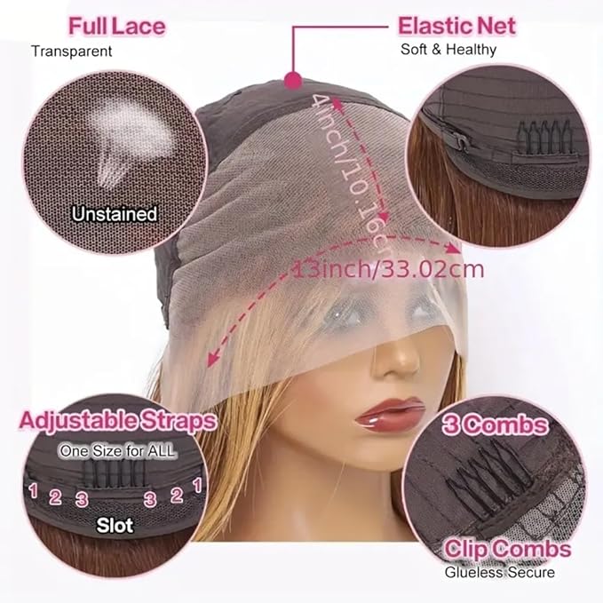13x4 HD Lace Front Wigs Human Hair 4/27 Deep Wave Wigs for Black Women Ombre Honey Blonde Curly Lace Frontal Wig Human Hair Pre Plucked 180% Density with Baby Hair (30 Inch)