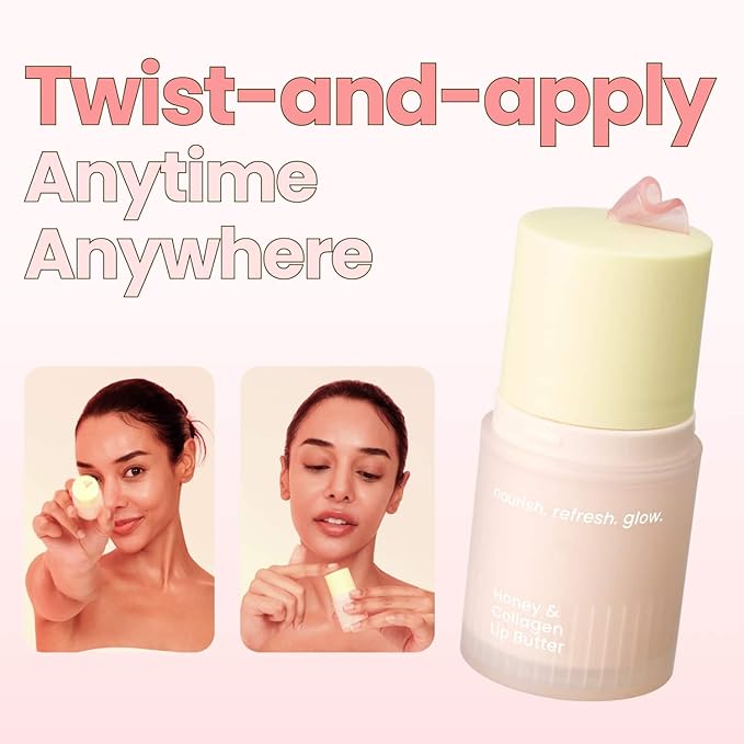 Honey & Collagen Lip Butter, Hydrating Lip Treatment, Overnight Lip Mask, Moisturizing Lip Balm with Jojoba Oil & Squalane, Lip Care, Korean Skin Care (0.45 oz)