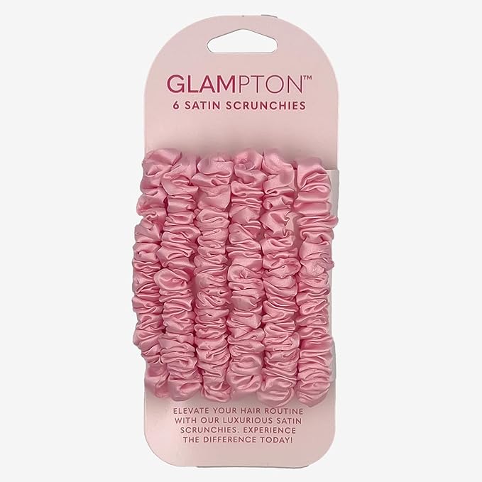 Satin Scrunchies, 6 Pack, Reduces Hair Breakage, Prevents Frizz, Smooth Texture (Pink)