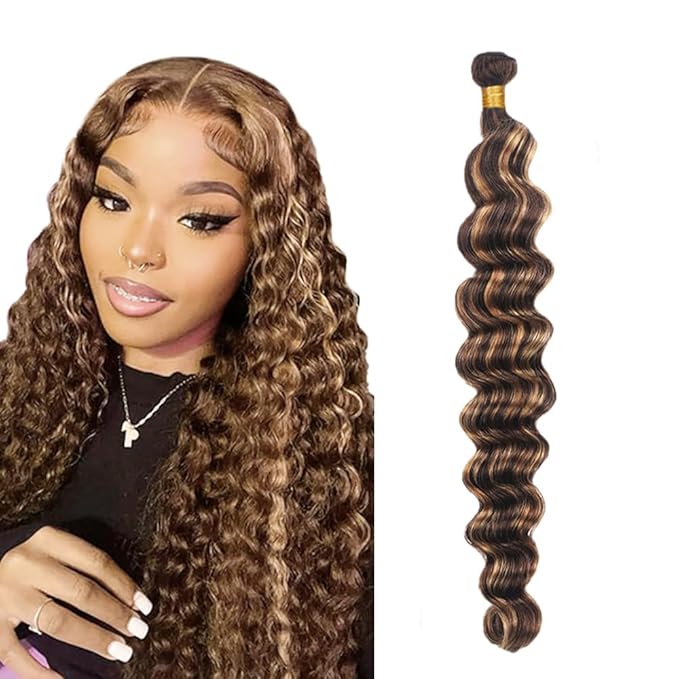 P427 Human Hair Bundles Color 27 Deep Wave Bundles 24 Inch Blonde Highlight Single Bundle Brazilian Virgin Hair Extensions
