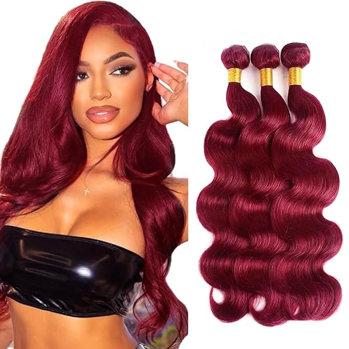 Dark Burgundy Bundles 99J Body Wave Human Hair 3 Bundles 14 16 18 Inch 150g Brazilian Unprocessed Virgin Remy Burgundy Bundle Hair Extensions