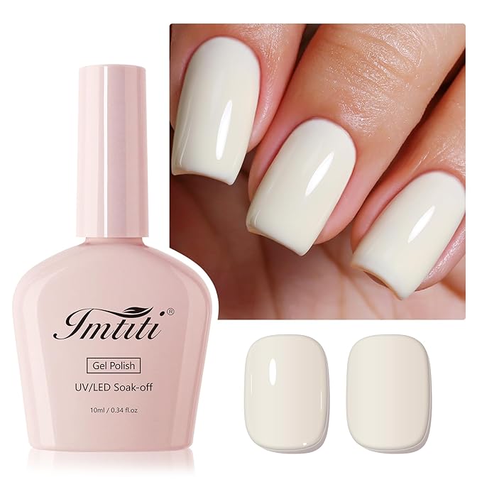 Imtiti Gel Nail Polish, 1Pcs Yogurt White Soak Off UV LED Gel Polish, Long Lasting, Nail Art Manicure Salon DIY at Home for Spring and Summer (0.34 Fl Oz-520)