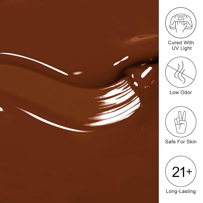 Imtiti 10ml Brown Gel Nail Polish Long Lasting Soak Off UV Led Fall Gel Polish Salon DIY at Home Gift for Women 1Pcs