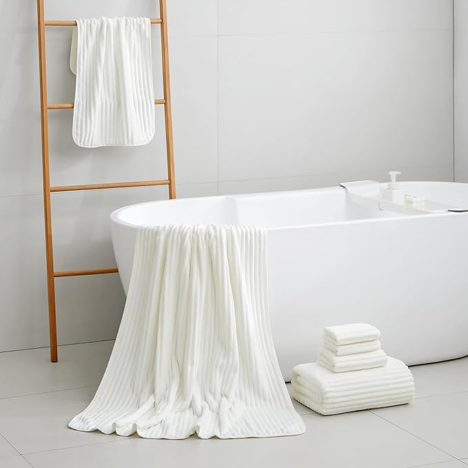 Extra Large Bath Towel Set of 6 (40"x80"),Oversized Bath Sheet Super Soft Highly Absorbent Microfibers Quick Dry Luxury Shower Towel for Bathroom Spa Gym Hotel Yoga(White, 6Piece)