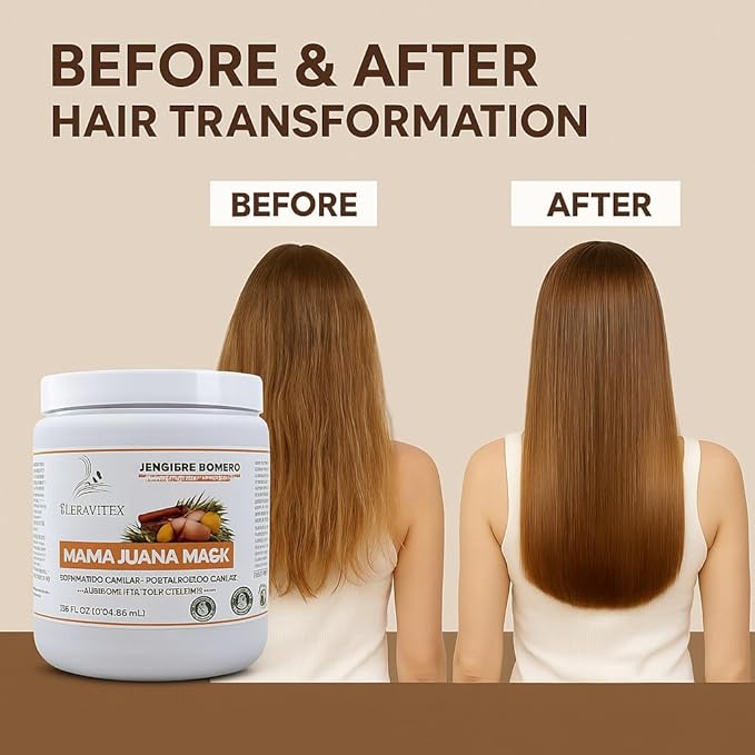 Mamajuana Hair Mask - Deep Treatment with Ginger, Rosemary, Cinnamon & Garlic Oil Extract - Hair Mask for Dry Damaged Hair and Growth, Paraben & Sulfate Free Hair Treatment (60 OZ)