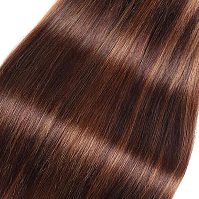 Freiuoke Color 30 Bundles Human Hair Brown Straight Bundle 34 34 34 Inch Brazilian Virgin Hair 3 Bundles P4/30 Straight Bundle Hair Weave