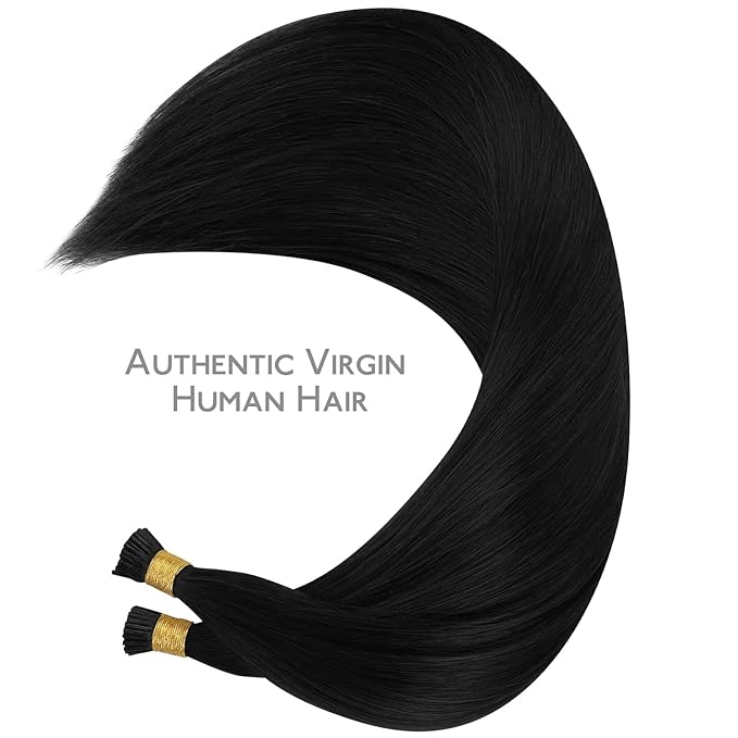 WENNALIFE I Tip Hair Extensions Real Human Hair, 100g 200s 16 Inch Jet Black Remy Itip Human Hair Extensions Invisible Itips Straight I Tips Cold Fusion Extensions