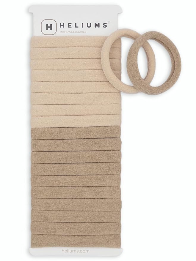 Heliums Soft Hair Ties - No Damage Seamless Nylon Fabric Bands, Stretchy Ponytail Holders for Thin & Thick Hair - Standard 1.5 Inch, Blonde Mix, 20 Pack
