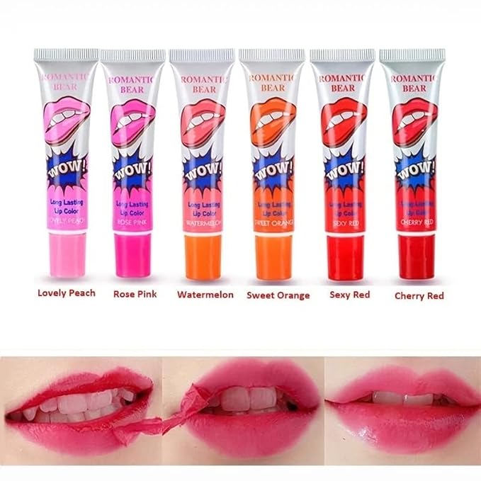VeniCare Romantic 6 Colors Tattoo Magic Color Lip Stain Tint Long Lasting Lip Gloss Sets for Women Peel Off Colored Matte Sexy Color 1 SET