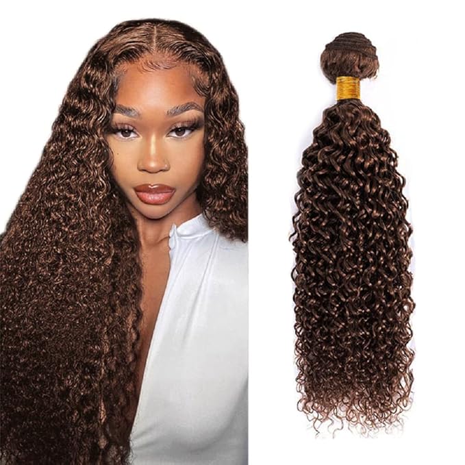 Brown Human Hair Bundles #4 Kinky Curly Bundles 20 inch Dark Brown Bundle Human Hair 1 Bundle 100g