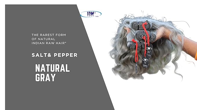 14” Wavy Salt & Pepper/Natural Gray 3 bundles. Its 100% Natural Indian Virgin Raw Hair Extensions .Natural color unprocessed and not treated with any kind of chemicals