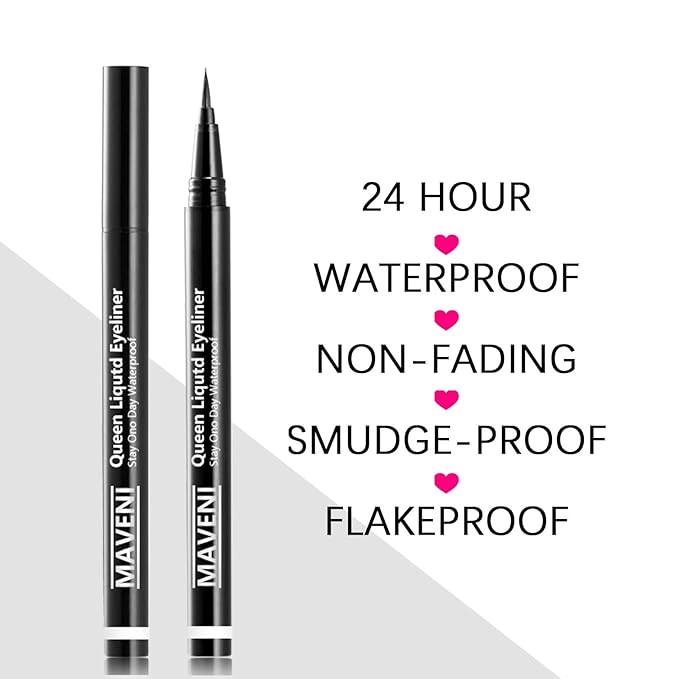 Waterproof Liquid Eye Liner, Stay One Day Makeup with Fine Brush Tip Lasting Satin Finish, Smudge-Proof & Transfer-Resistant (03# Red Brown)