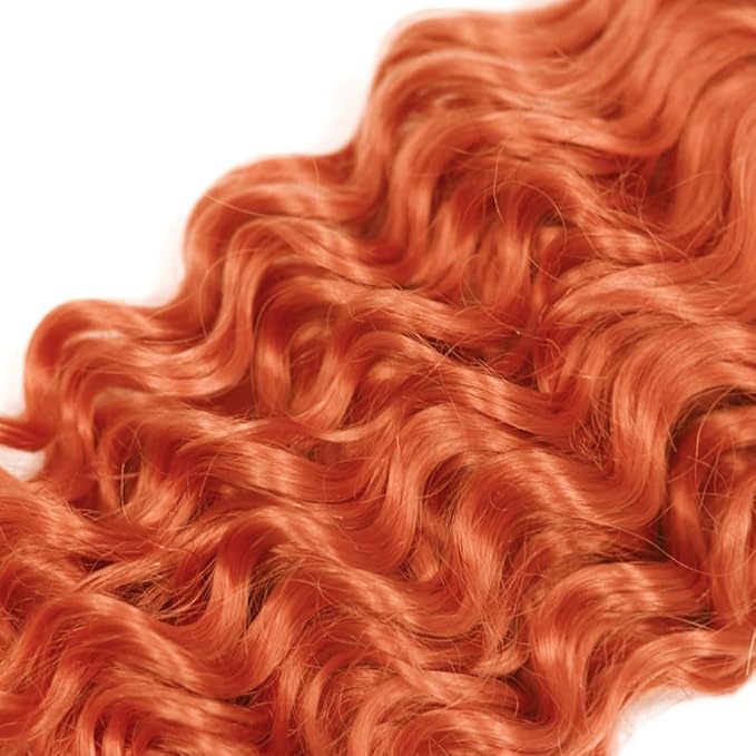 18 20 22 Inch Ginger Bundles Human Hair #350 Orange Deep Wave 3 Bundle Unprocessed Brazilian virgin hair Weave Extensions Double Weft 50 Grams/Bundle Colored Ginger Bundles for Woman