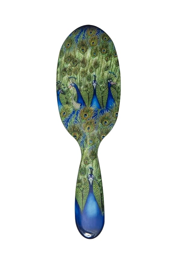 Rock & Ruddle Natural Mixed Boar Bristle Hair Brush for Women and Kids (Small/Travel Size, 17.5cm) - Perfect for Wet or Dry Hair, Detangling Smoothing Blowdrying - Made in UK - Peacocks Design