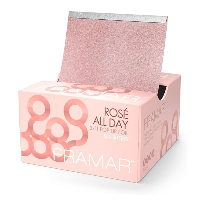 Framar Rosé Hair Foils For Highlighting - Pop Up Hair Foil, Highlight Foils For Hair, Aluminum Foil Sheets, Salon Foils For Hair Stylist, Hair Dye Supplies, Non Slip 500 Pop Up Foil Sheets