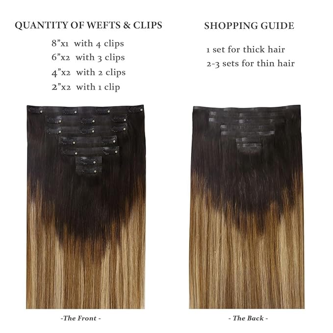 HOTBANANA Seamless Clip in Hair Extensions Balayage Ombre Brown to Dirty Blonde (Warm Tone) 20 inch 150g 7pcs Clip in Remy Human Hair Extensions Straight Hair Invisible PU Skin Weft