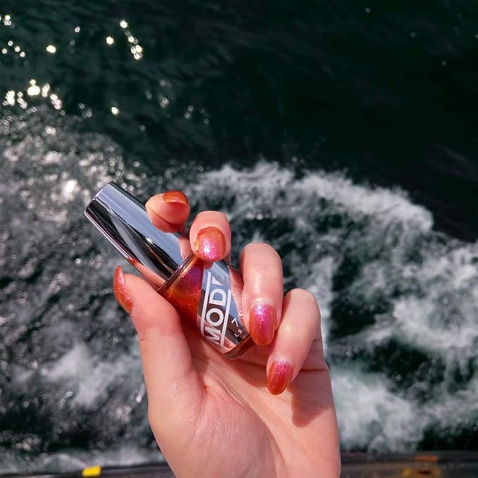 MODE Sparkly Copper, Red, Pink, Gold Shifting Shimmer Nail Polish FILTHY RICH SOUL Long Lasting Nail Lacquer Color, Chip Resistant Strength, Nourishing Care Protection, Made in NY USA