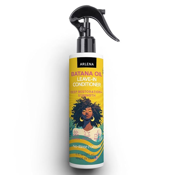 ARLENA Batana Leave-In Conditioner Spray – Lightweight Detangler & Moisturizer for Dry, Curly & Damaged Hair – Daily Frizz Control, Softness & Shine – Natural Vegan Formula- 6 oz